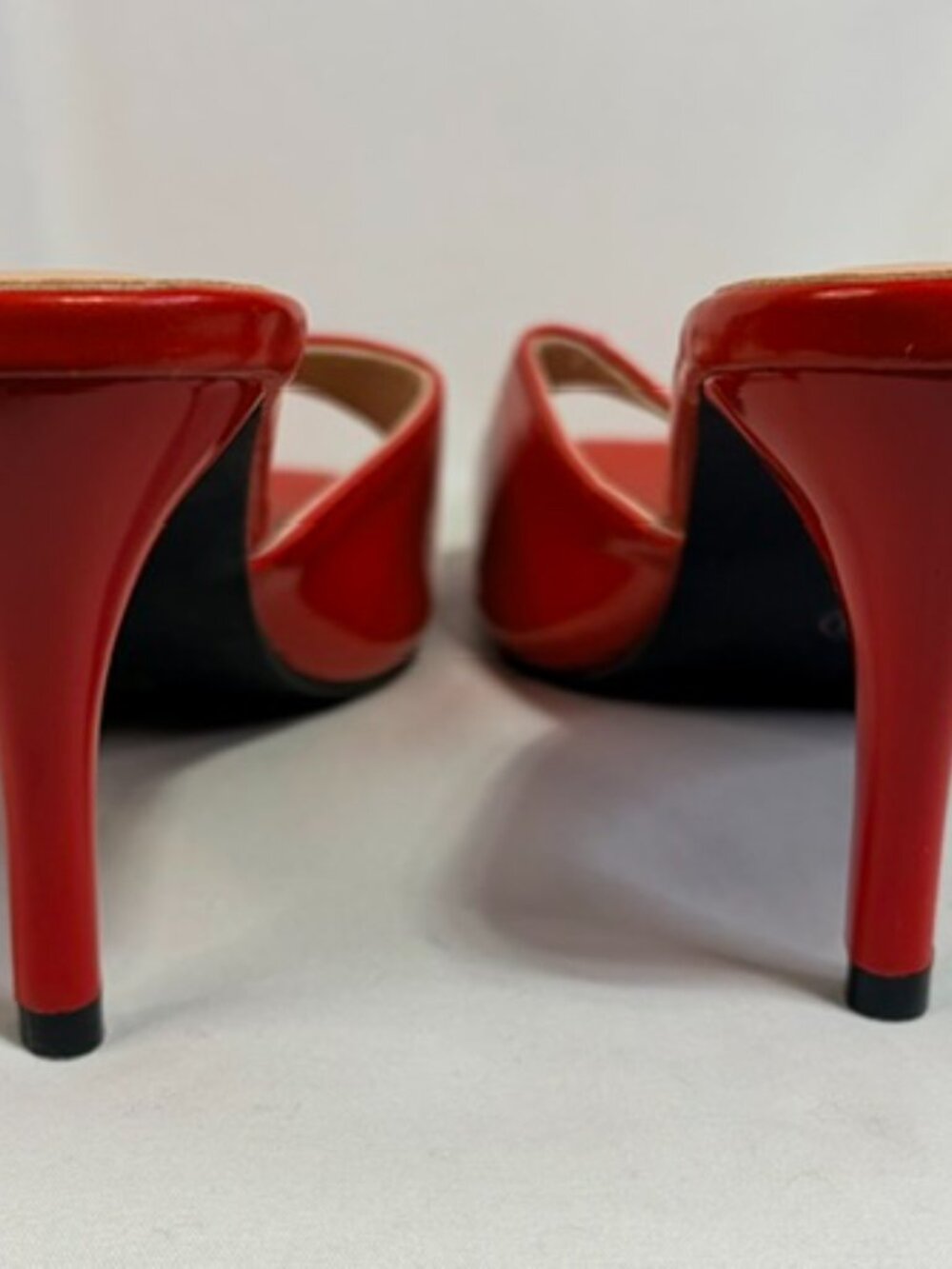 Red Patent Square Toe Mule Slide Heels Size 41 (US 10) - Picture 3 of 6